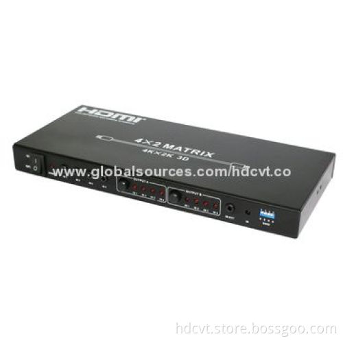 HDMI Matrix, 4x2 1080P 3D 4K x 2K TV 4 by 2 with EDID Control 5V/1A